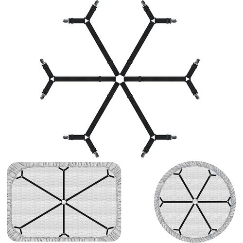 Sangle De Drap, Attache De Drap Élastique Croisée, Sangle De Fixation De Drap Réglable En Croix Dans 6 Directions, Clip De Drap-Housse Pour Matelas Twin King (Noir)