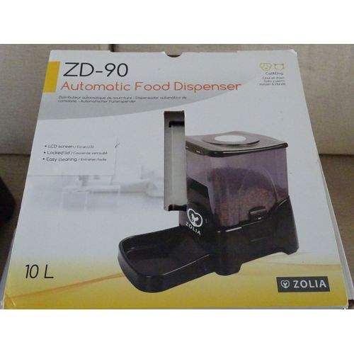 Distributeur Automatique De Croquettes Pour Chiens Et Chats Zolia Zd-90 10 Litres Neuf.