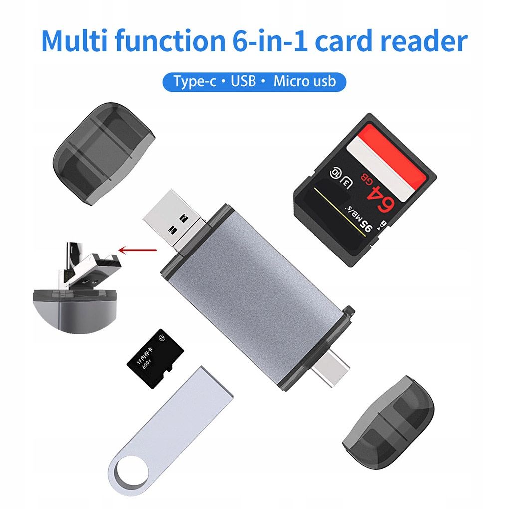 Lecteur de carte U-disk USB 2.0 Type-c Micro-USB TF - 9