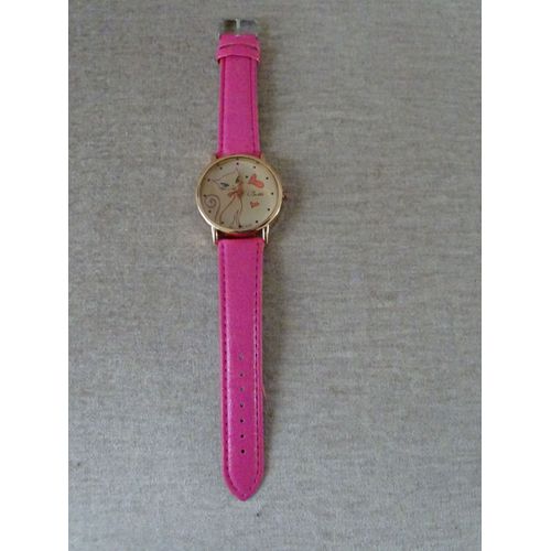 Montre Pour Femme Marque Botti A143 Avec Chat Et Bracelet Rose