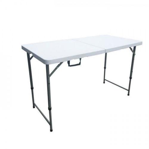 Table De Réception Pliante - 4 Personnes - 122 Cm - Structure En Acier Et Plateau En Polyéthylene Pehd - Blanc