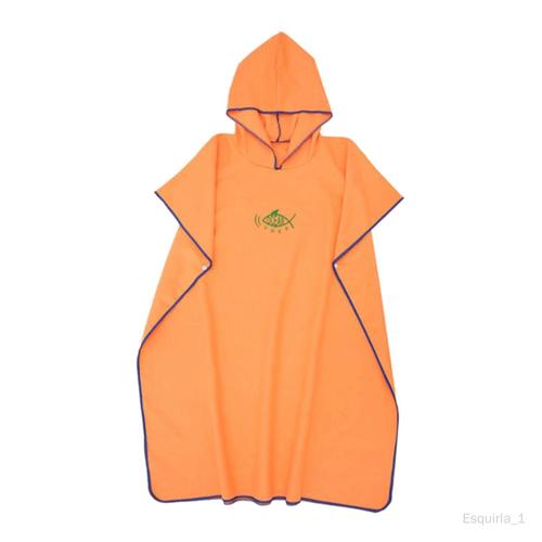 Esquirla À Capuche Poncho, Femmes Hommes Changer Robe, Plage Portable Microfibre Combinaison Taille Universelle Rapide Séchage Cap Serviette Pour Les Surfeurs Orange