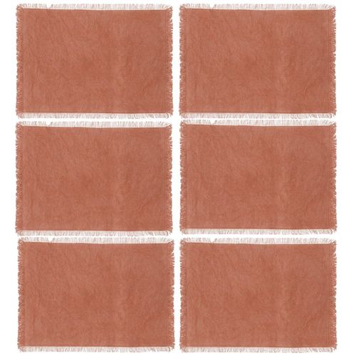 Lot De 6 Sets De Table Maha En Coton - Longueur 45 Cm X Largeur 30 Cm - Rouge Terracotta