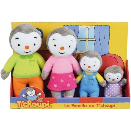 Coffret Famille 4 Peluches - T'choupi - Jemini - +/- 19 Cm