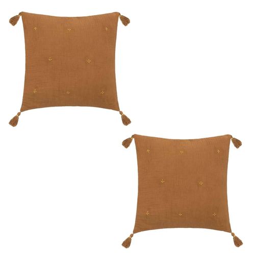 Lot De 2 Coussins De Chaise Brodés Rectangulaires Starke - 40 X 40 Cm - Cannelle