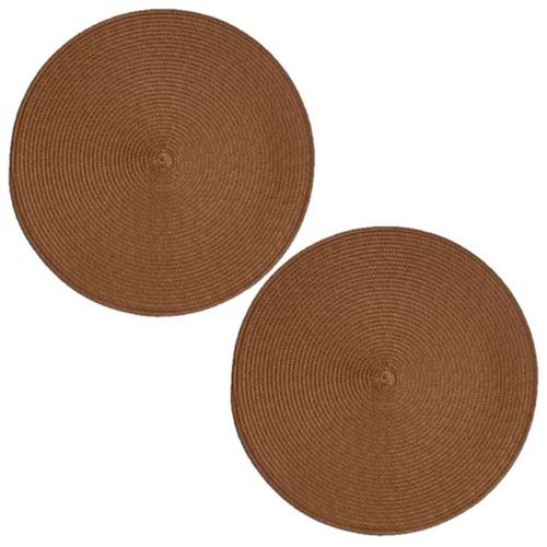 Lot De 2 Sets De Table Tressés Ronds - Diam. 38 Cm - Marron