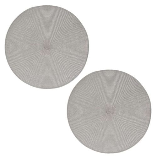 Lot De 2 Sets De Table Tressés Ronds - Diam. 38 Cm - Gris Clair