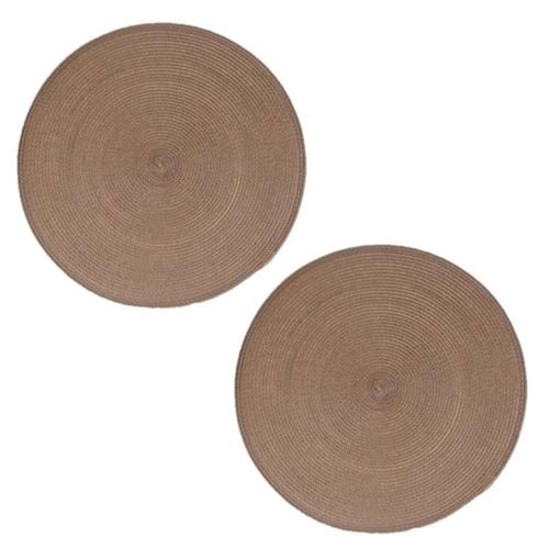 Lot De 2 Sets De Table Tressés Ronds - Diam. 38 Cm - Taupe