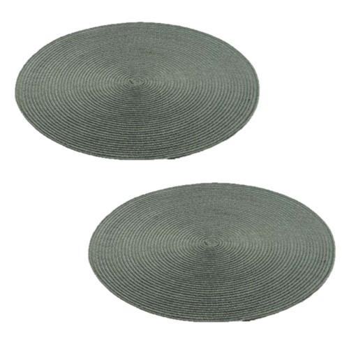 Lot De 2 Sets De Table Tressés Ronds - Diam. 38 Cm - Gris