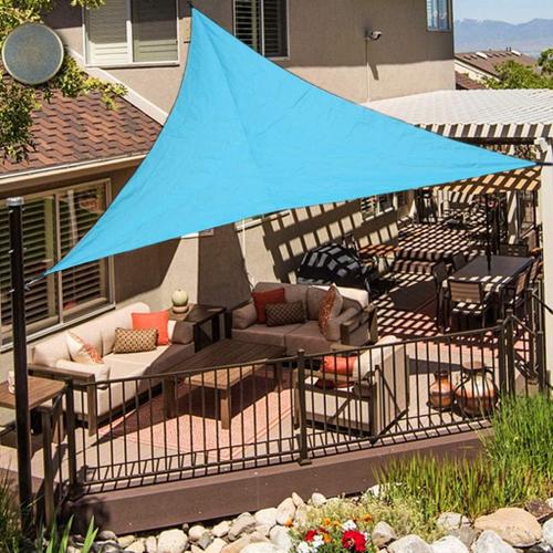 Voile De Parasol 3x3x3m, Bleu Parasol Triangulaire Imperméable Parasol Anti-Uv Auvent De Terrasse De Jardin Plage