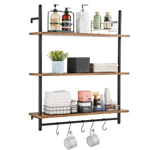 Étagère Industrielle Carrée En Forme De Tuyau-Vevor-3 Niveaux-81,3 X 25,4 Cm-Cuisine, Chambre À Coucher, Salle De Bain-Noir