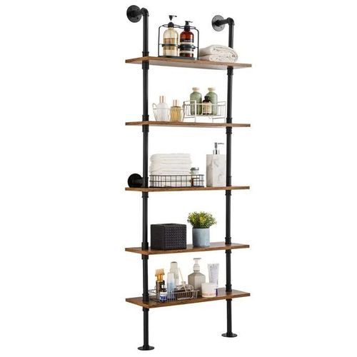 Étagère Industrielle Carrée En Forme De Tuyau-Vevor-5 Niveaux-61 X 25,4 Cm-Cuisine, Chambre À Coucher, Salle De Bain-Noir