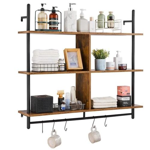 Étagère Industrielle Carrée En Forme De Tuyau-Vevor-3 Niveaux-106,7 X 25,4 Cm-Pour Cuisine, Chambre À Coucher, Salle De Bain