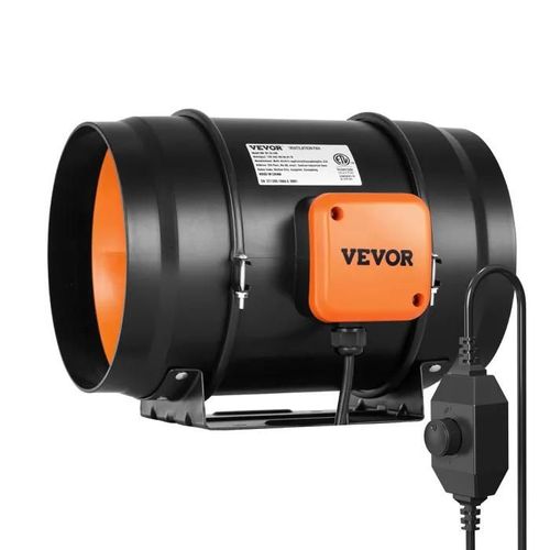 Ventilateur de Conduit en Ligne-VEVOR-203,2 mm, Extracteur D'air Silencieux 860 m³/h Contrôleur de Vitesse Variable Moteur CA