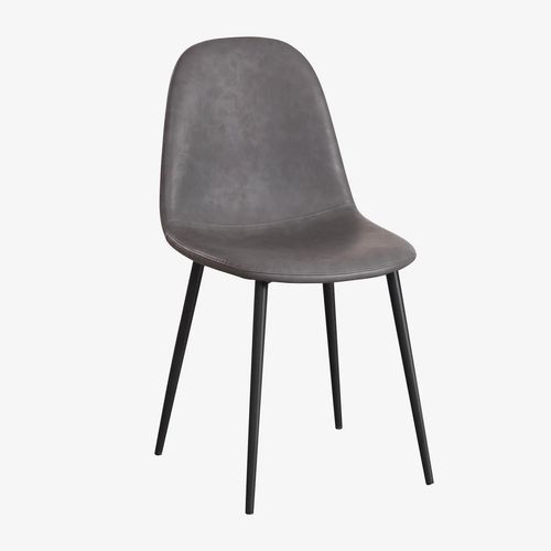 Pack De 2 Chaises De Salle À Manger En Simili Cuir Glamm Noir Gris Anthracite