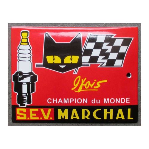 Mini Plaque Emaillée Sev Marchal Champion Du Monde 12x9cm Motor Oil