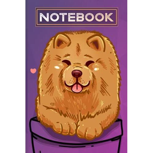 Happy Brown Chow Chow Notebook: Cute Dog Artwork Blank Lined Journal