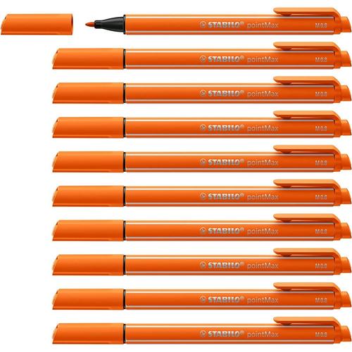 Stabilo Lot De 10 Stylo-Feutres Pointmax, Vermillon