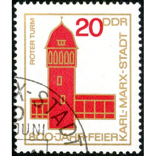 Timbre Oblitéré Ddr 20, Roter Turm, 800 Jahr Feier Karl-Marx-Stadt