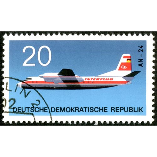 Timbre Oblitéré Deutsche Demokratische Republik 20, An-24, Interflug