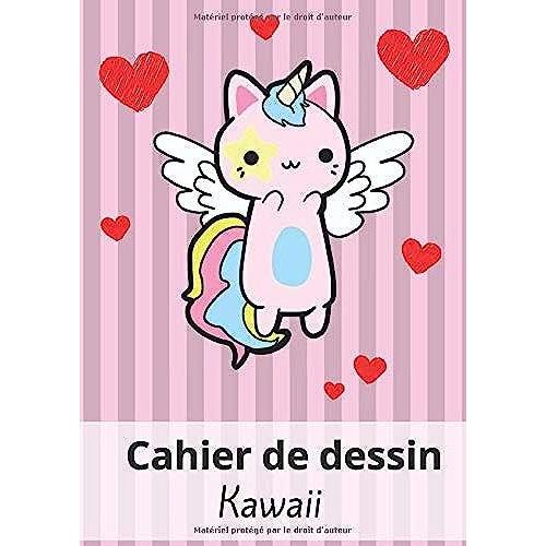 Carnet De Dessin Kawaii: Grand Cahier De Dessin Pour Les Enfants (100 Page Blanches, Format A4) - Avec Kawaii En Forme De Licorne