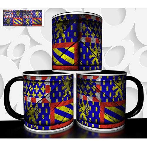 Mug Tasse À Café - Drapeau Region Bourgogne Franche Comte 2974