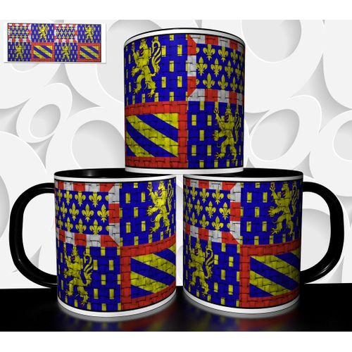 Mug Tasse À Café - Drapeau Region Bourgogne Franche Comte 2976
