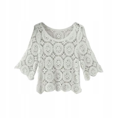 T-Shirt En Crochet Avec Manches 3/4 Et Dentelle