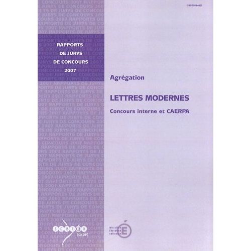 Agrégation Lettres Modernes - Concours Interne Et Caerpa