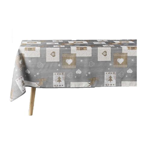 Nappe Rectangulaire Antitache Et Infroissable Imprimé C¿Urs - L. 150 X L. 300 Cm - Gris