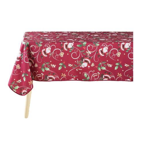 Nappe Rectangulaire Antitache Et Infroissable Imprimé Père Noël - L. 150 X L. 240 Cm - Rouge