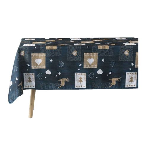 Nappe Rectangulaire Antitache Et Infroissable Imprimé C¿Urs - L. 150 X L. 300 Cm - Bleu