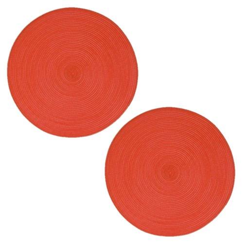 Lot De 2 Sets De Table Tressés Ronds - Diam. 38 Cm - Rouge