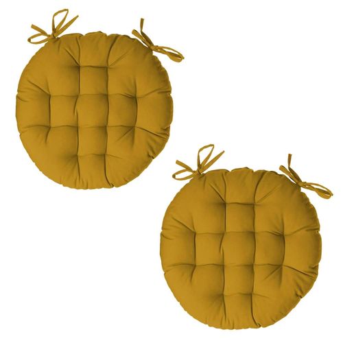 Lot 2x Galette De Chaise Ronde Alix - Diam. 38 Cm - Jaune