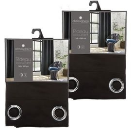 Lot De 2 Rideaux Occultants Louisa - 140 X 260 Cm - Noir