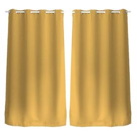 Lot De 2 Rideaux Unis Occultants Avec ¿Illets - 140 X 240 Cm - Moutarde