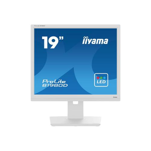 iiyama ProLite B1980D-W5 - Écran LED - 19" - 1280 x 1024 @ 60 Hz - TN - 250 cd/m² - 1000:1 - 5 ms - DVI, VGA - blanc mat