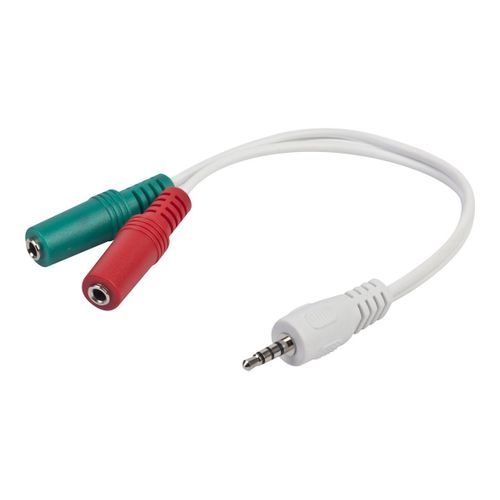 Gembird - Câble audio - mini jack 4 pôles mâle pour jack mini mono, mini-phone stereo 3.5 mm femelle - 20 cm - blanc