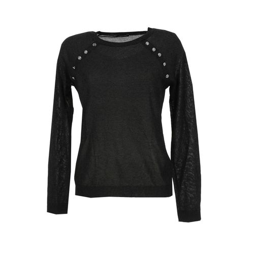 Pull Fin Salsa Metallic Buttons On Shimmering Sweater Noir
