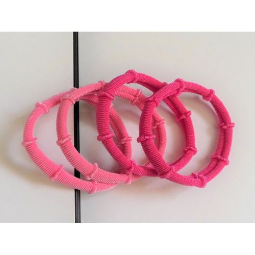 4 Elastiques Rose Clair Et Rose Fuschia