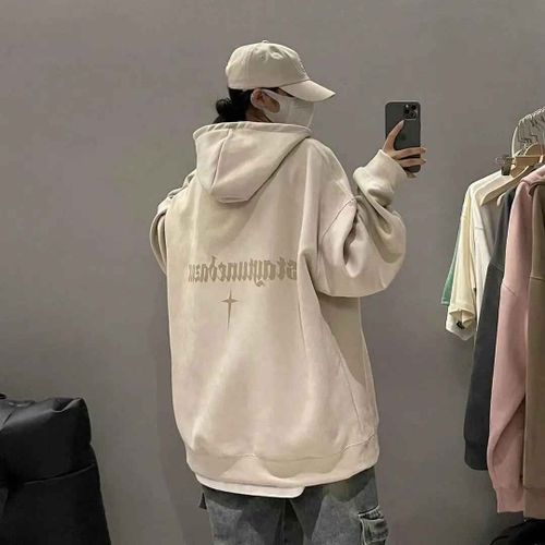 Pull En Daim À Capuche Pour Hommes Et Femmes,Chemise De Protection,Ample,Épais,Lourd,Rétro Américain,Marque Tendance,Automne,Hiver,