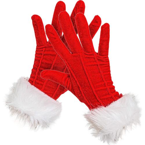 DealDell Gants de costume en fourrure rouge - Gants en velours