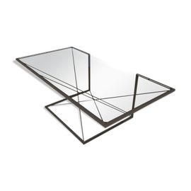 Table Basse Rectangulaire En Acier Et En Verre Noir