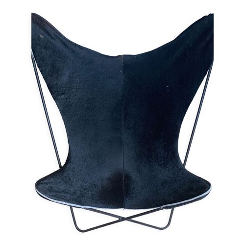 Fauteuil Papillon Avec Veritable Cuir Noir