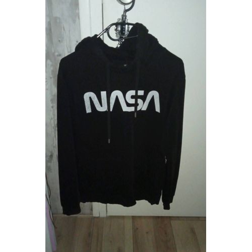 Sweat À Capuche "Nasa" Noir Avec Imprimé