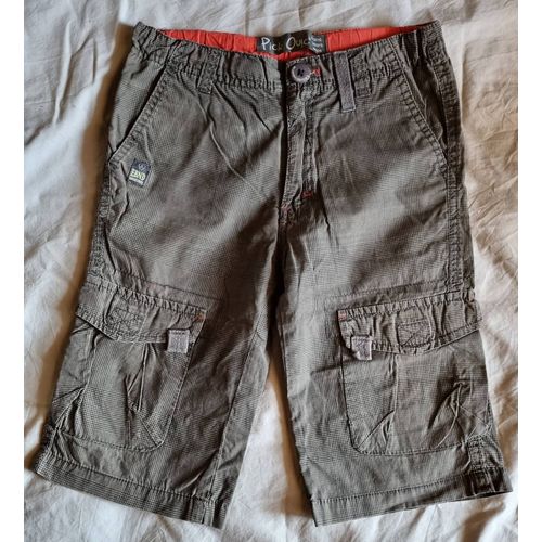 Bermuda Garçon 8 Ans. Marque Pick Ouic. Couleur Marron Rayé Noir