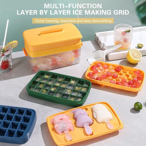 Bac À Glaçons En Silicone Avec Couvercle, Original, Pour Réfrigérateur, Boîte De Rangement Multifonctionnelle Pour Glace