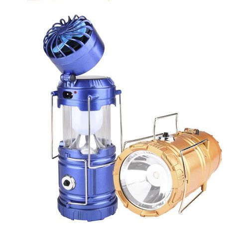 Lanterne Solaire Led Portable Avec Poignées Pliantes Et Ventilateur, Idéale Pour Le Camping, La Pêche Ou La Pêche