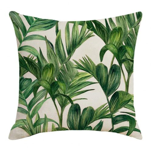 Housse De Coussin Amovible En Lin, Imprimé De Plantes Tropicales, Housse De Coussin Pour Canapé, Famille, Hôtel, Café, Bar