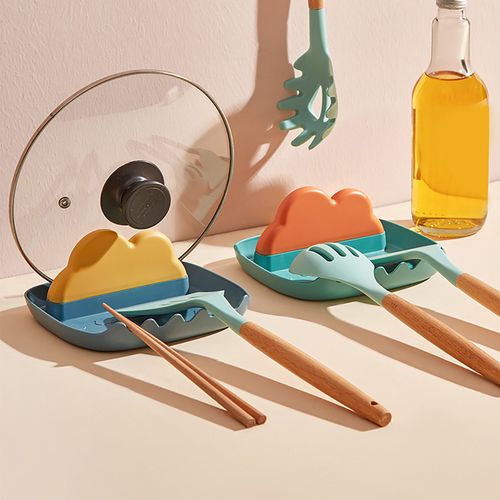 Support D'ustensiles En Silicone Avec Goutte-À-Goutte, Support De Nuage De Cuisine Avec Couvercle De Casserole, Support D'ustensiles Pour Dessus De Cuisinière, Spatules Cuillères Louches
